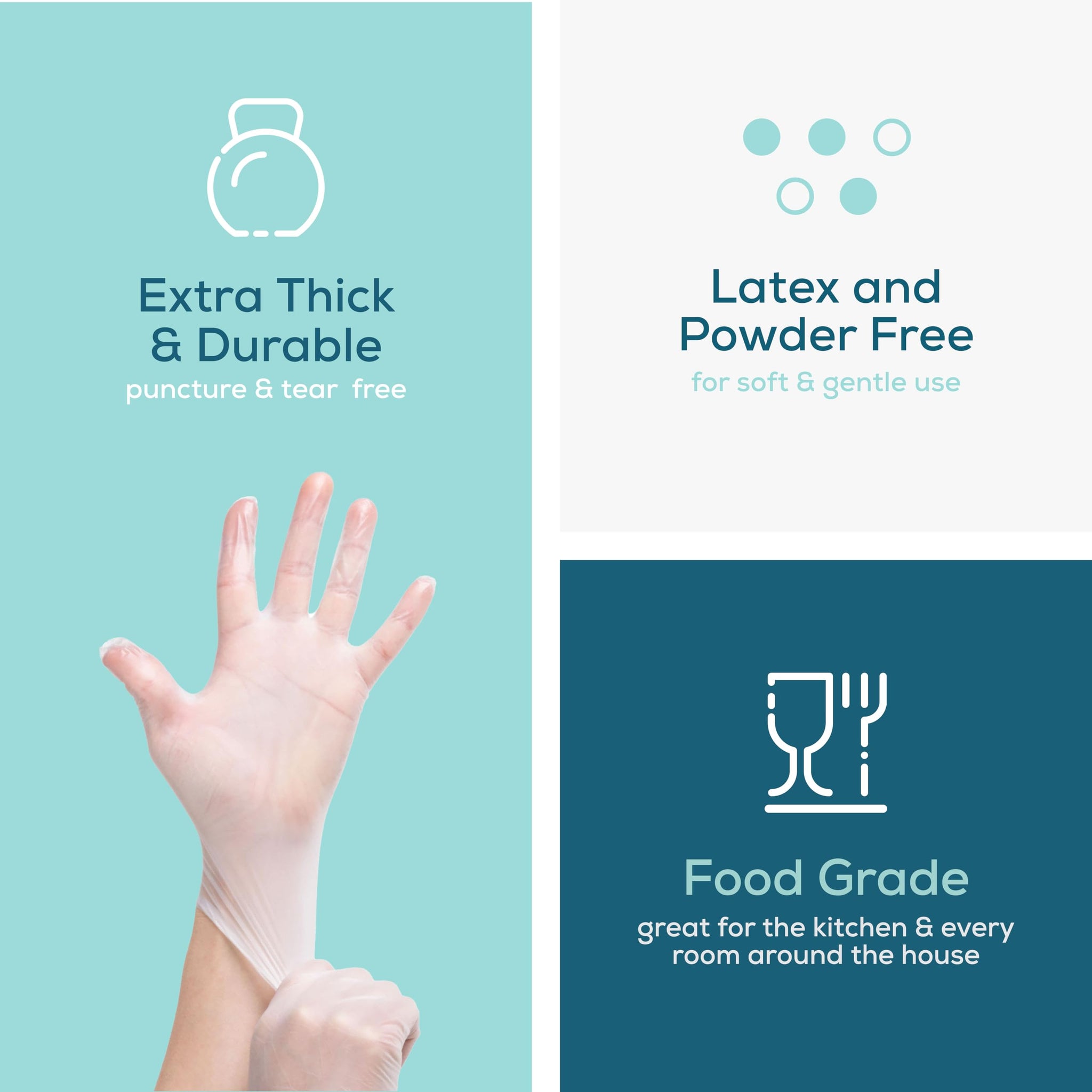 GUSTO Clear Vinyl Plastic Gloves [100 Count] Latex-Free, Powder-Free, Food Safe Disposable Gloves for Cooking, Meal Prep, Cleaning & Everyday Use