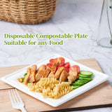 ECOLipak 120 Pack Compostable Paper Plates, 10 inch and 8 inch Heavy Duty Eco friendly Sugarcane Biodegradable Disposable Square Plates for Party