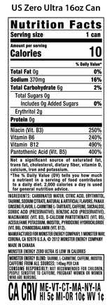 Monster Energy Zero Ultra, Sugar Free Energy Drink, 16 Ounce