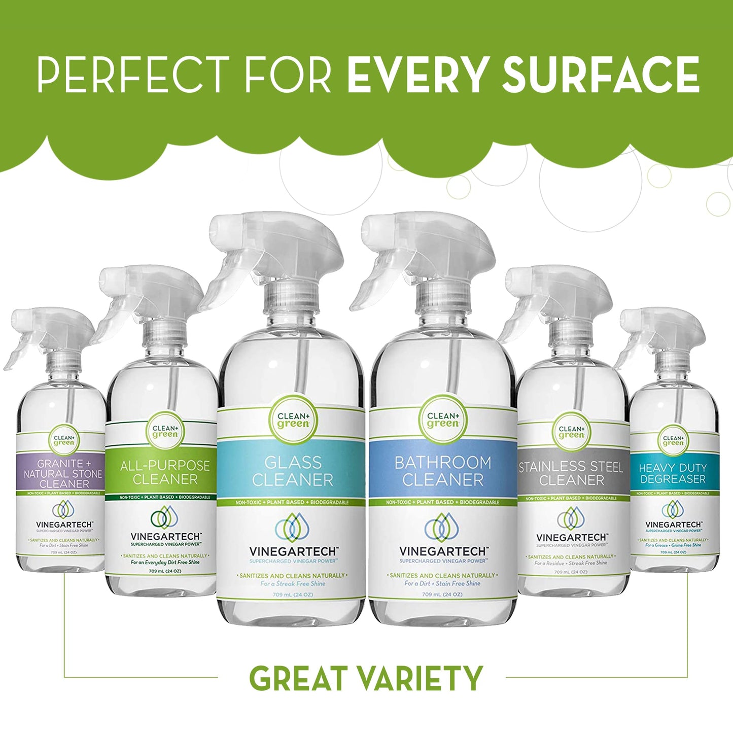 Clean+Green VinegarTech Stainless Steel Cleaner to Remove Residue, Fingerprints and Smudges, 24 Fl Oz - Eco-Friendly, Plant-Based Vinegar Spray