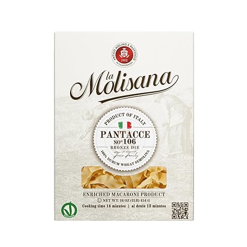 La Molisana Pantacce Toscane Pasta, 16 oz, Premium Italian Durum Wheat Semolina, High Protein 14%, Bronze Die Cut Rustic Pasta for Superior Sauce