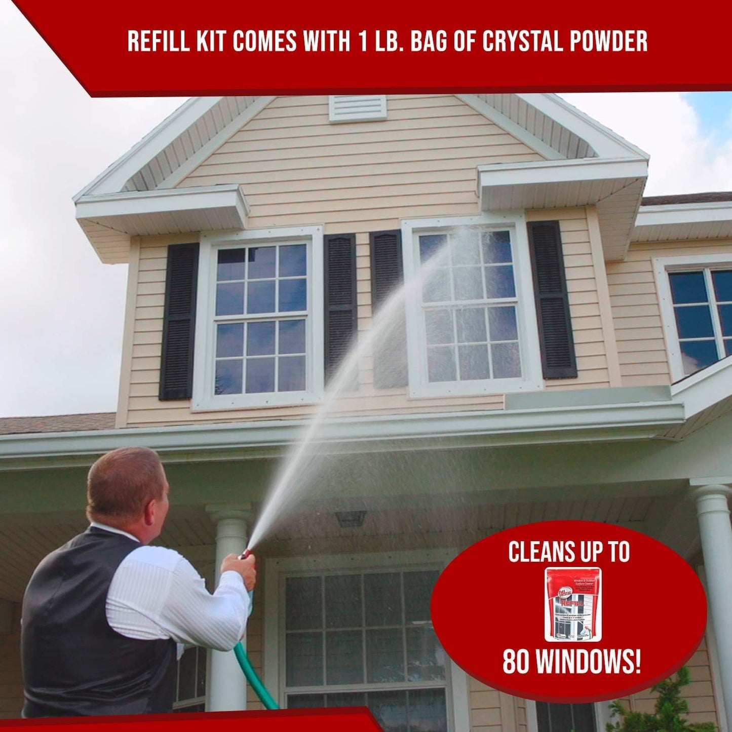 Full Exterior Refill Kit - Crystal Powder Outdoor Cleaner Packets, 8 oz, Each 4 oz Bag Makes Up to 640 fl oz, Non-Toxic, No Scrub, No Rinse Cleaning