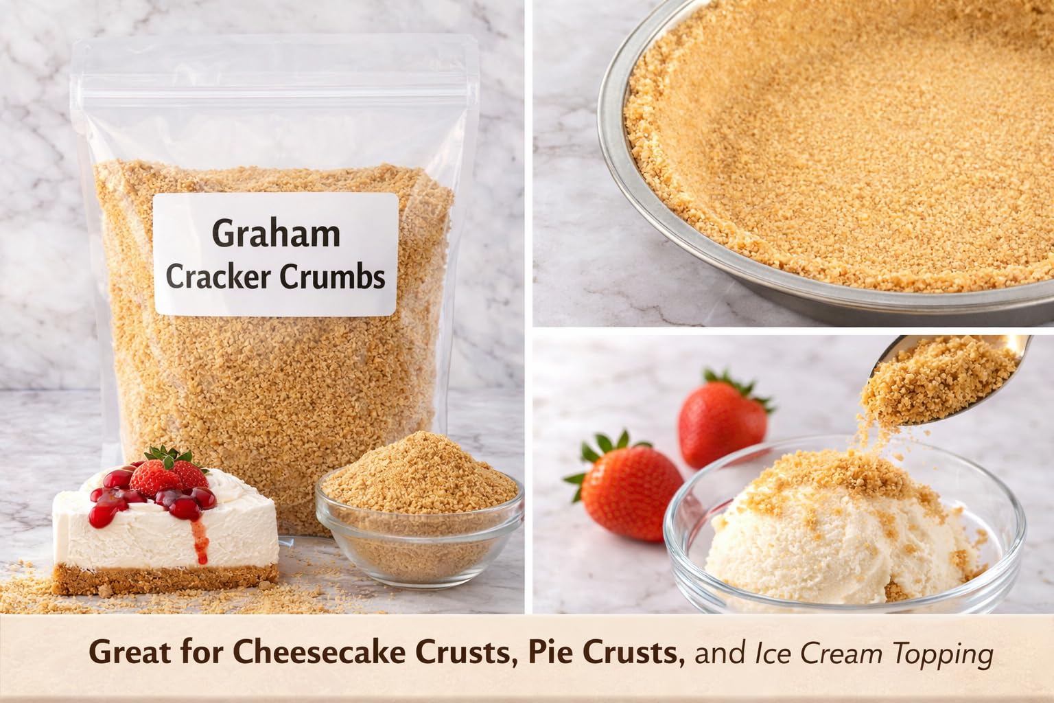 Oasis Supply, Graham Cracker Crumbs (Bulk) - Sweet Crushed Graham Cracker Crumbs for Pie Crusts, Cheesecakes, Desserts & Ice Cream Topping, 3 Lbs