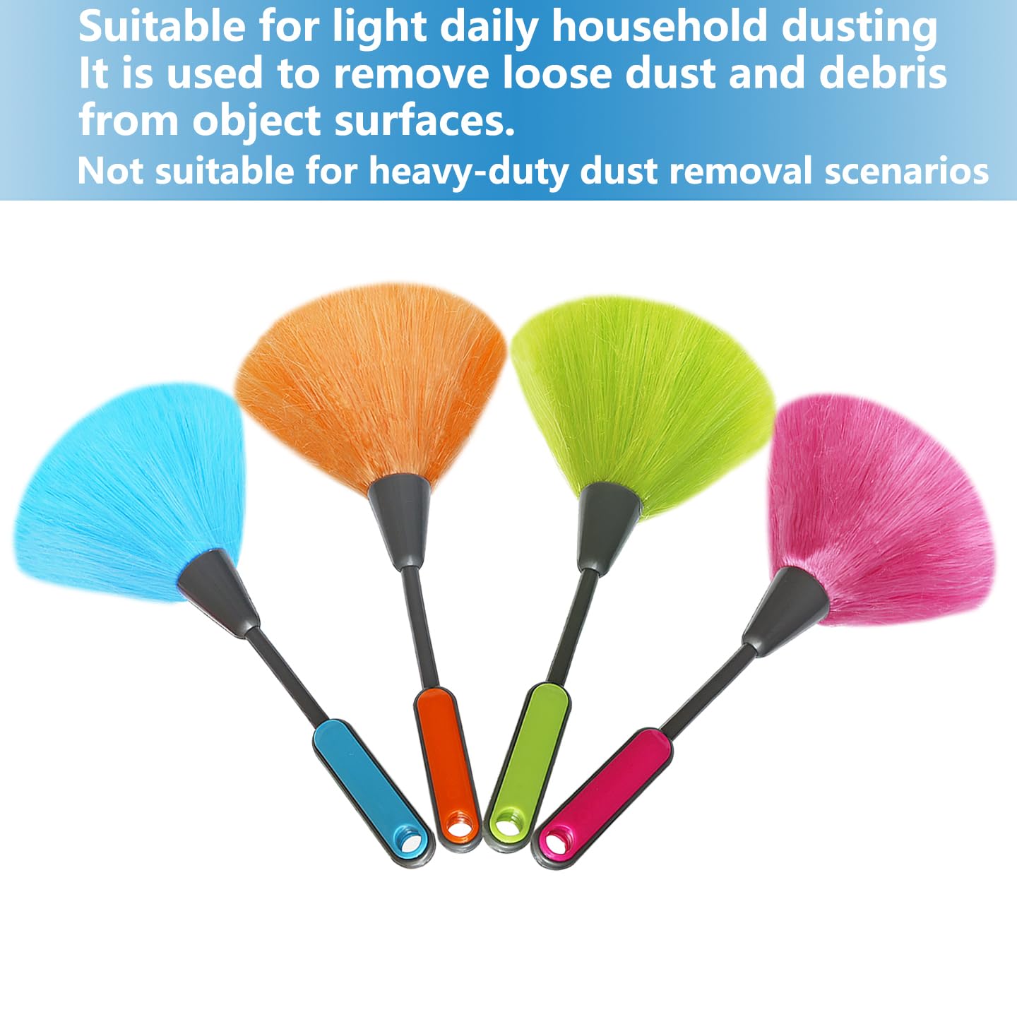 4 Pack 10" Small Microfiber Duster, Delicate Fluffy Microfiber Feather Duster, Suitable for Light Daily Household Dusting, Perfect for Cleaning Desk