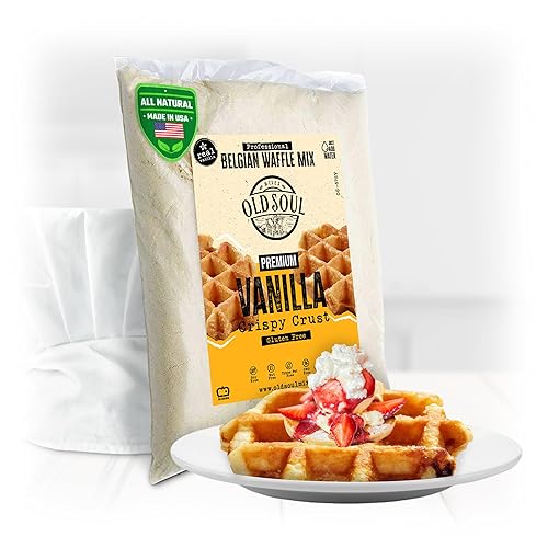 OldSoul Professional Belgian Waffle Mix | GLUTEN FREE | 5 Lbs | Crispy | Vanilla Flavor | 28 Waffles (5 Lbs, Gluten Free)