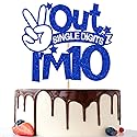 Blue Glitter Out Single Digits I'm 10 Cake Topper, Double Digits 10, for Boys Girls 10th Birthday Decorations, Happy 10th Bithday Decorations