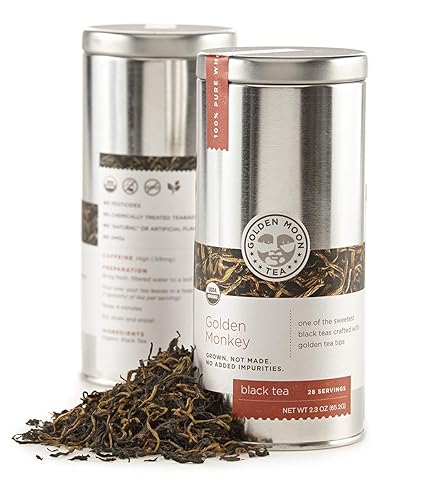 Golden Moon Tea Organic Golden Monkey Black Tea - Loose Leaf, Non-GMO - Travel Tin (28 Servings)