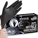 SwiftGrip Disposable Nitrile Gloves, Black Nitrile Gloves Disposable Latex Free for Cooking & Esthetician, Food-Safe Rubber Gloves, Powder Free