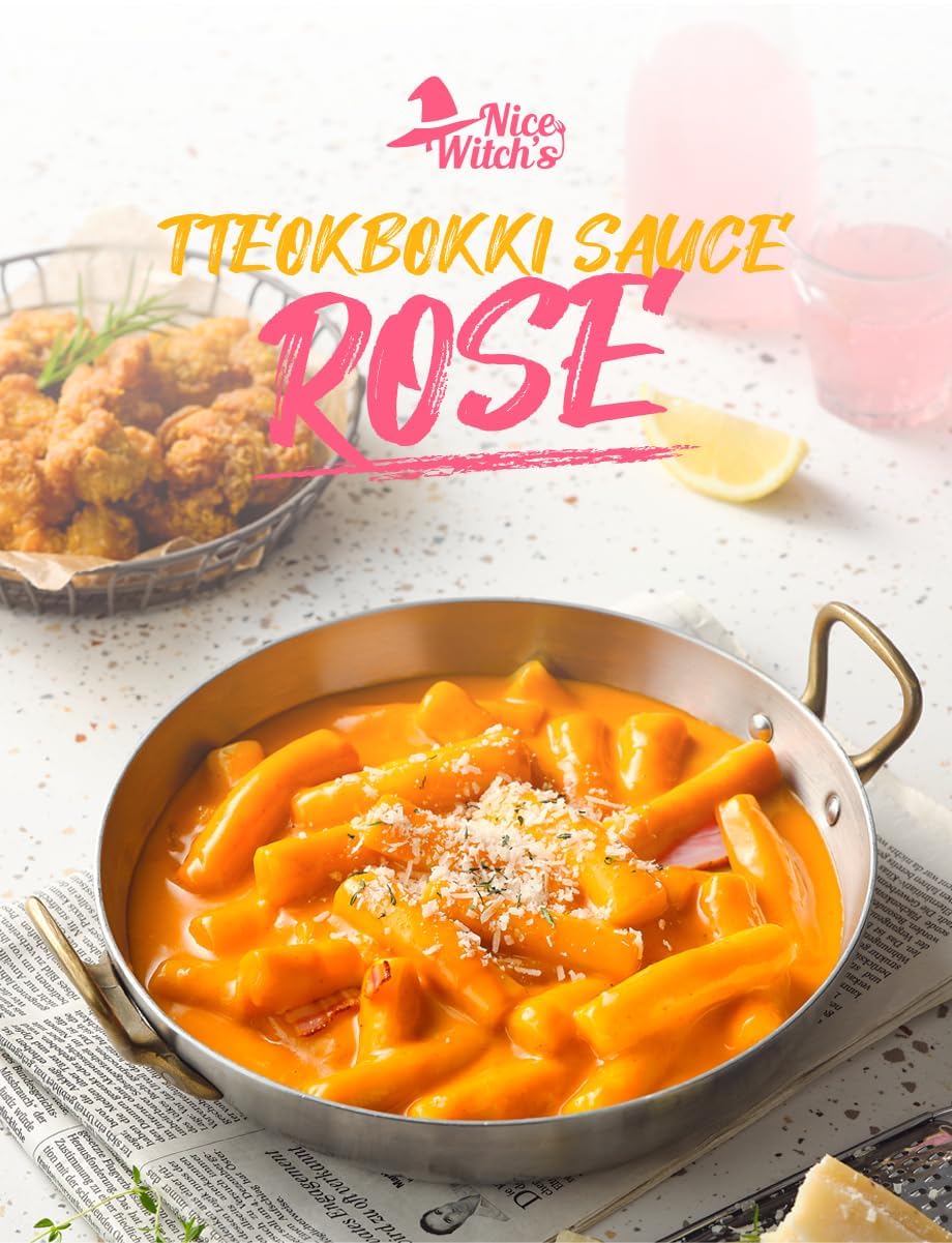 Nice Witch's Secret Recipe Korean Rose Tteokbokki Powder Sauce 12 servings - Perfect for Sweet and Spicy Rice Cake Dishes, Easy and Quick to Make