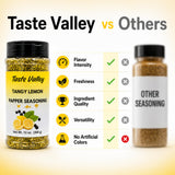 Taste Valley Lemon Pepper Seasoning - 13 oz Large Shaker Jar | 368 Servings | Zero Calories | No MSG | Seasoning for Lemon Pepper Wings, Chicken