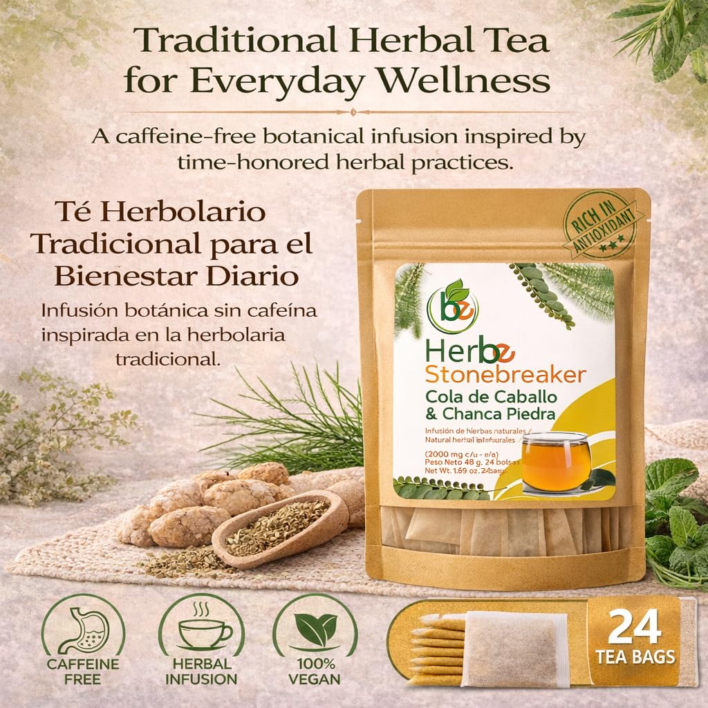 Chanca Piedra & Horsetail (Cola de Caballo) Herbal Tea - 24 Tea Bags (2000 mg Each) - Traditional Herbal Infusion - 100% Natural, Non-GMO