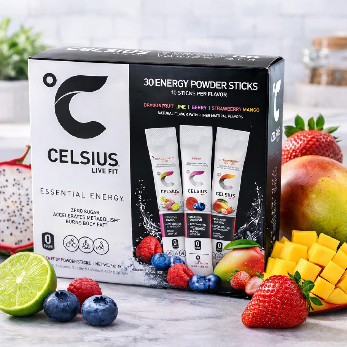 Celsius Essential Energy Drink Mix, Zero Sugar, 60 Packets