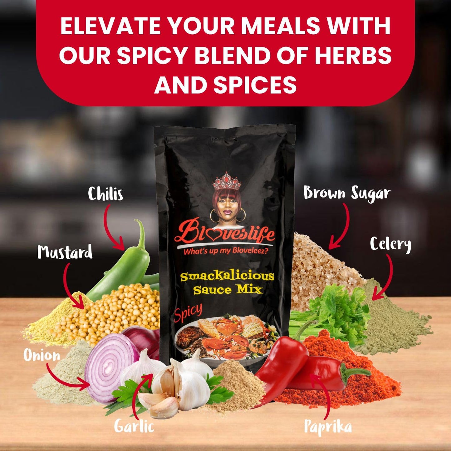 Bloveslife 1 Pack Spicy Cajun Smackalicious Sauce Seasoning Mix - Seafood Boil Butter Sauce Spice Blend with Bold Spicy flavor for Fish, Crab, Shrimp