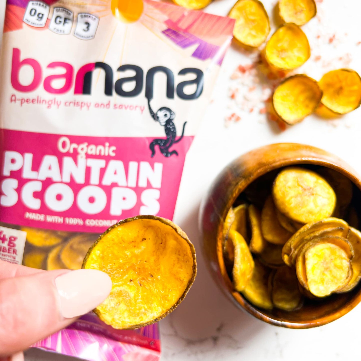 Barnana Himalayan Pink Salt Organic Plantain Scoops, Non GMO, Gluten Free, 5 Ounces (Pack Of 6)