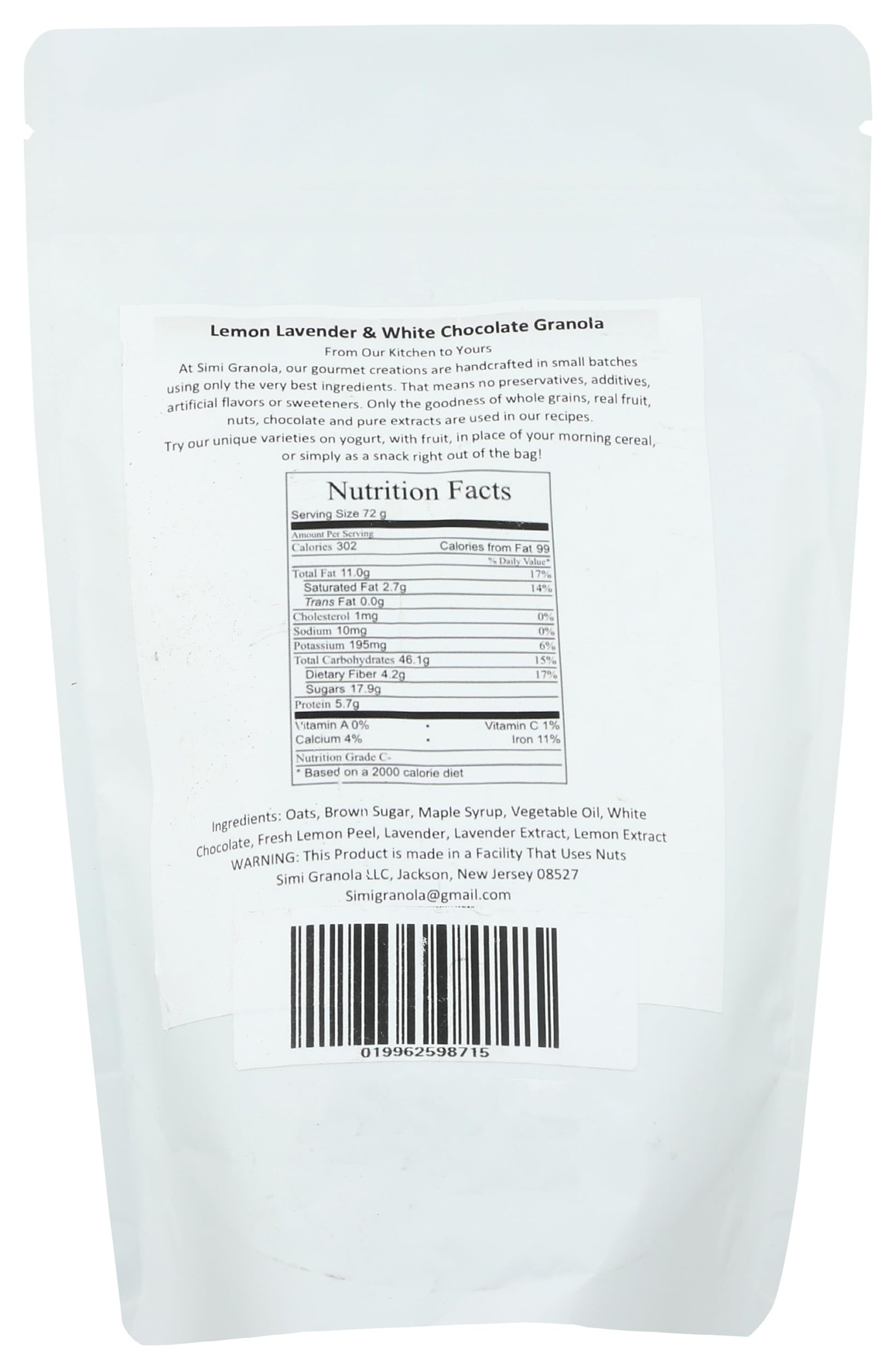 SIMI GRANOLA Lemon Lavender & White Chocolate Granola, 12 OZ