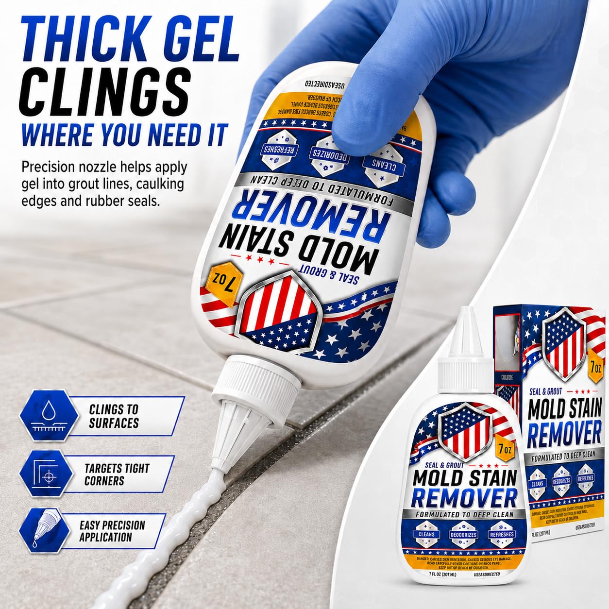 7 FL OZ Mold Stain Remover Gel, Help Remove Tough Stain Buildup, Thick Cleaning Gel for Washing Machine Seals, Dishwasher & Refrigerator Gaskets