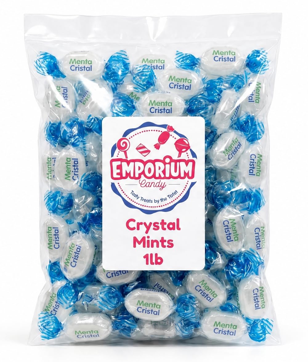 Crystal Mint Hard Candy - 1 lb of Fresh Delicious Individually Wrapped Light Refreshing Blue Minty Candy