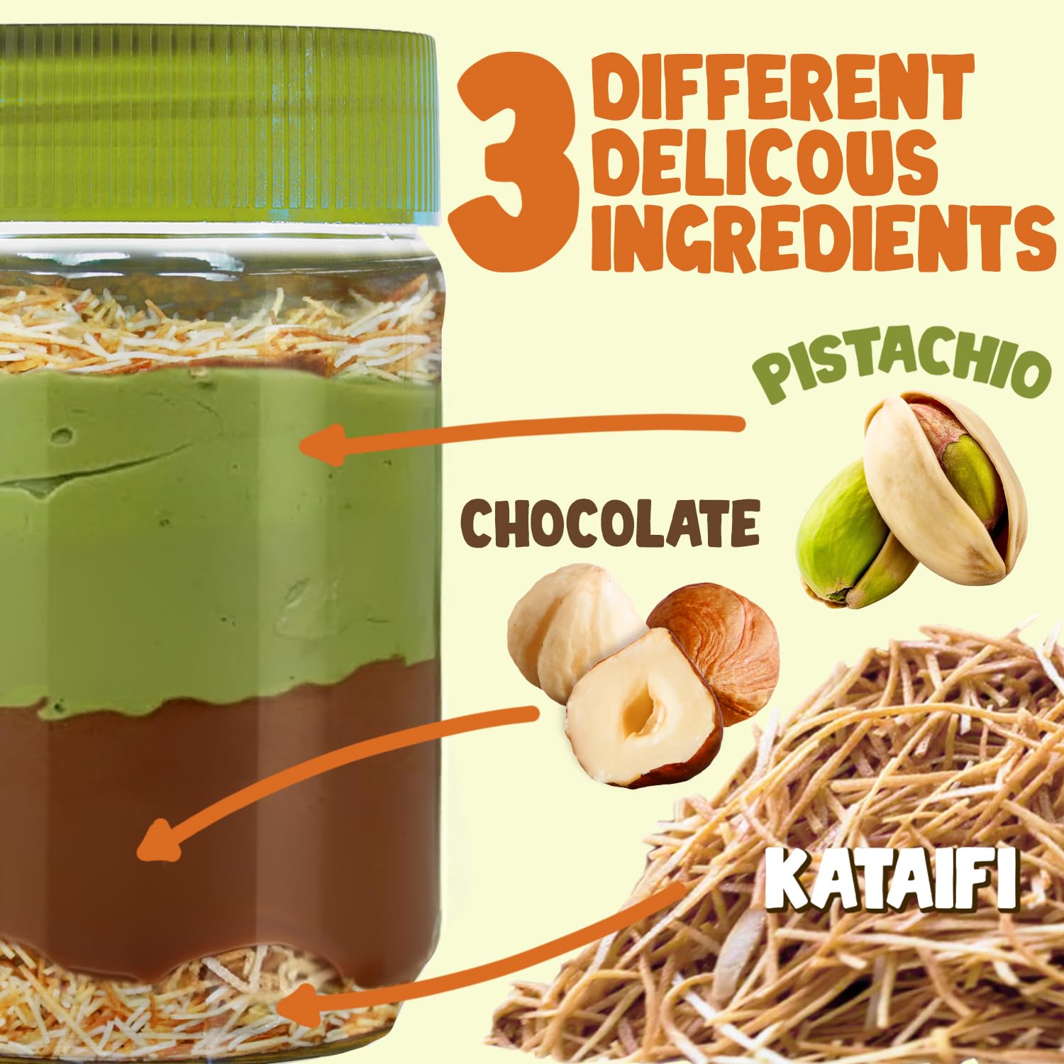Ceres Gourmet Dubai Spreadable Chocolate- Pistachio Spread with Roasted Phyllo Kataifi, Gourmet Breakfast Choco, Crunchy Dubai Filling (9.7 Oz)