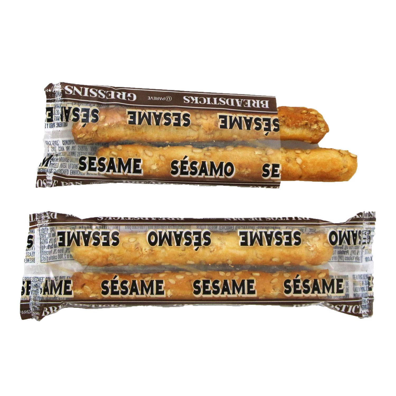 Clown Global Brands Sesame Breadsticks | 300-Count Case | Two Breadsticks per Individually Wrapped Pack | No Additives or Preservatives | Baked