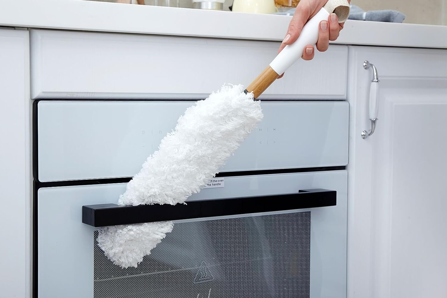 Full Circle Dust Whisperer Microfiber Duster - Machine Washable, For Ceiling Fans, Blinds, Furniture - White
