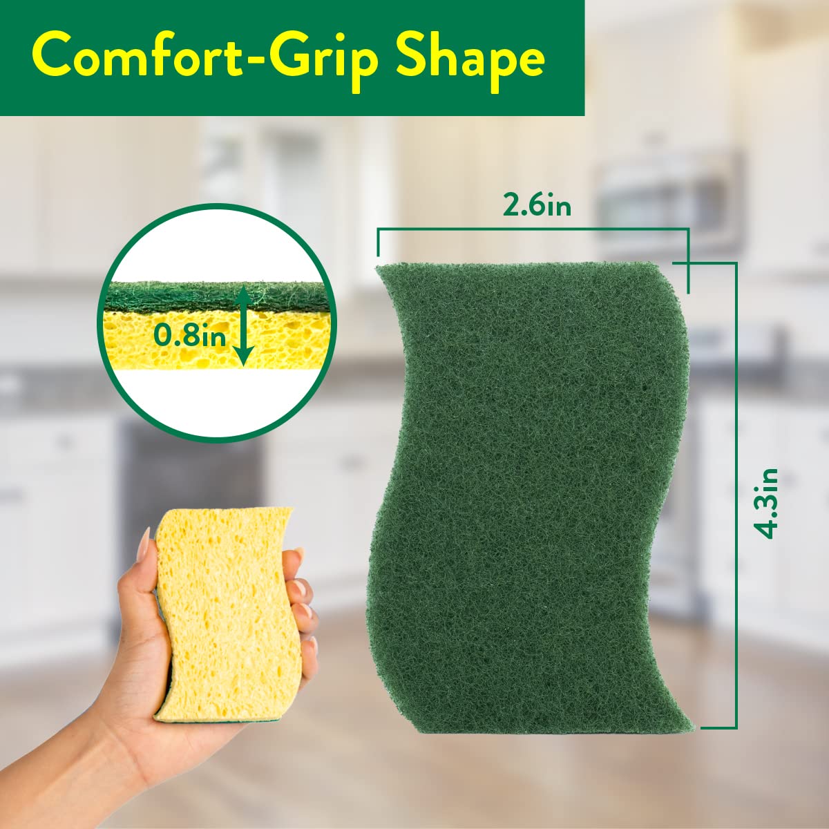 Pine-Sol Heavy Duty Scrub Sponges for Cleaning | Dual-Sided Dishwashing and Scouring Pad | Kitchen Supplies for Washing Dishes, Pots, Pans, 2 Pack