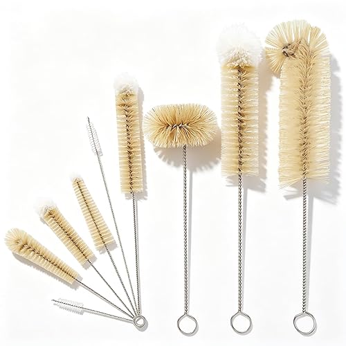 Masthome 9 Pack Bottle Brush Set, Boar Bristle Mixed PP Baby Bottle Cleaner, Long Handle Straw Brushes for Narrow Neck Bottles, Hummingbird Feeder