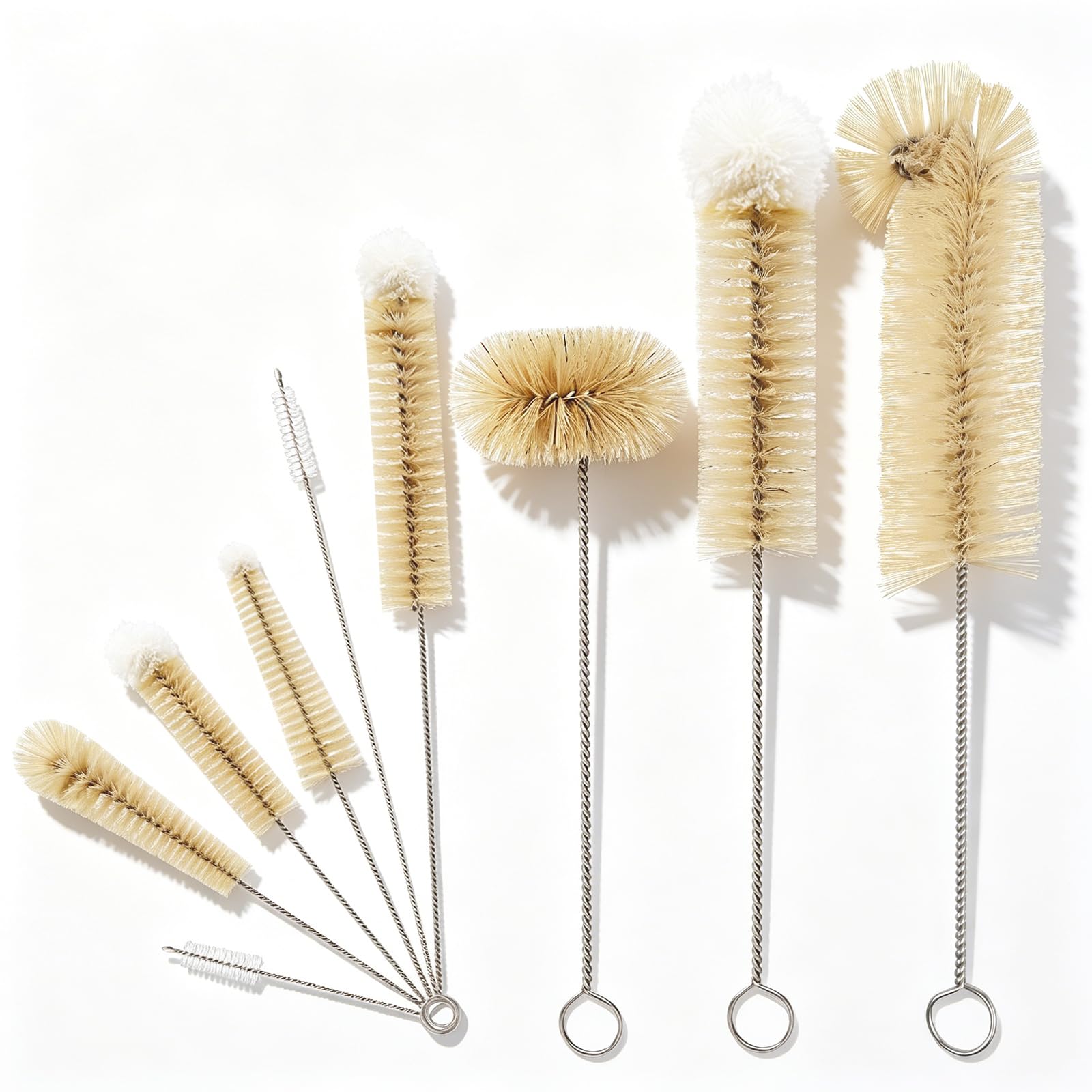 Masthome 9 Pack Bottle Brush Set, Boar Bristle Mixed PP Baby Bottle Cleaner, Long Handle Straw Brushes for Narrow Neck Bottles, Hummingbird Feeder