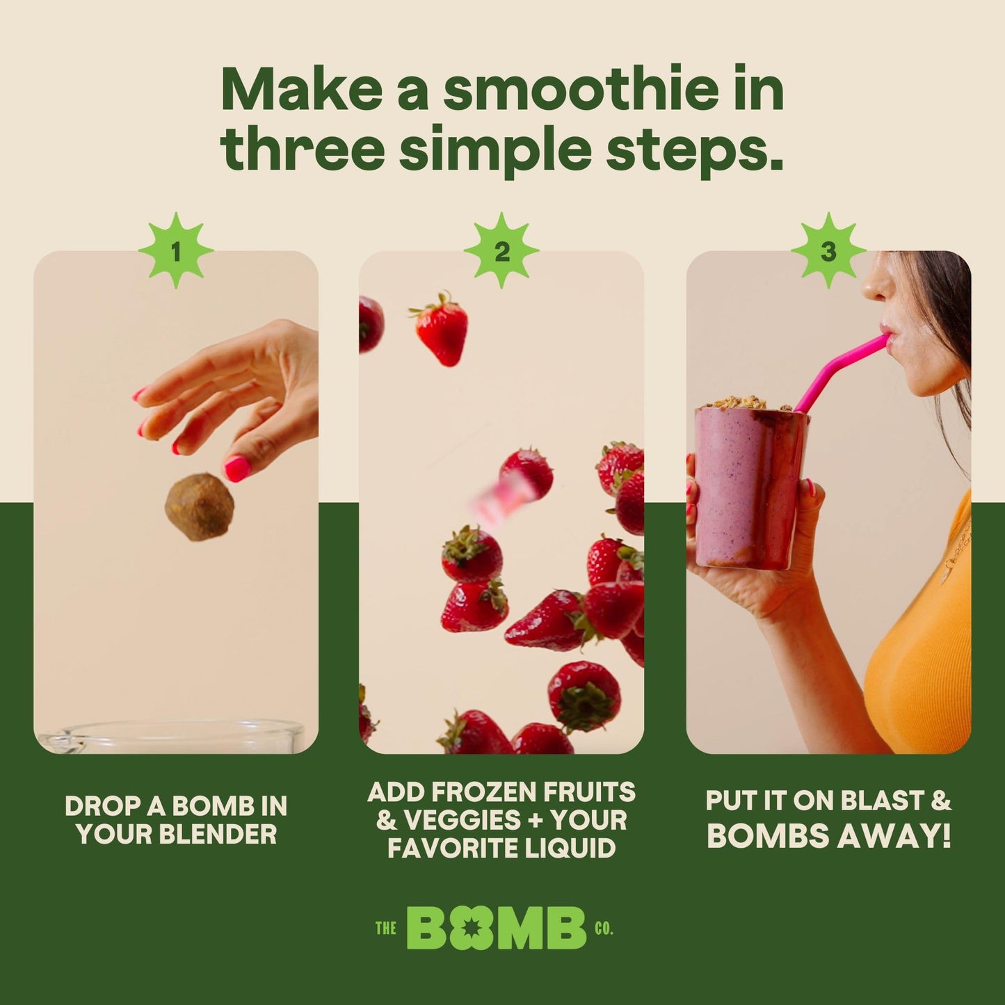 The Bomb Co. Blender Bomb, Glow Getter, Superfood Smoothie Mix with Flax, Hemp, Irish Sea Moss, & Amino Acids for Hair & Skin Support, Gluten Free