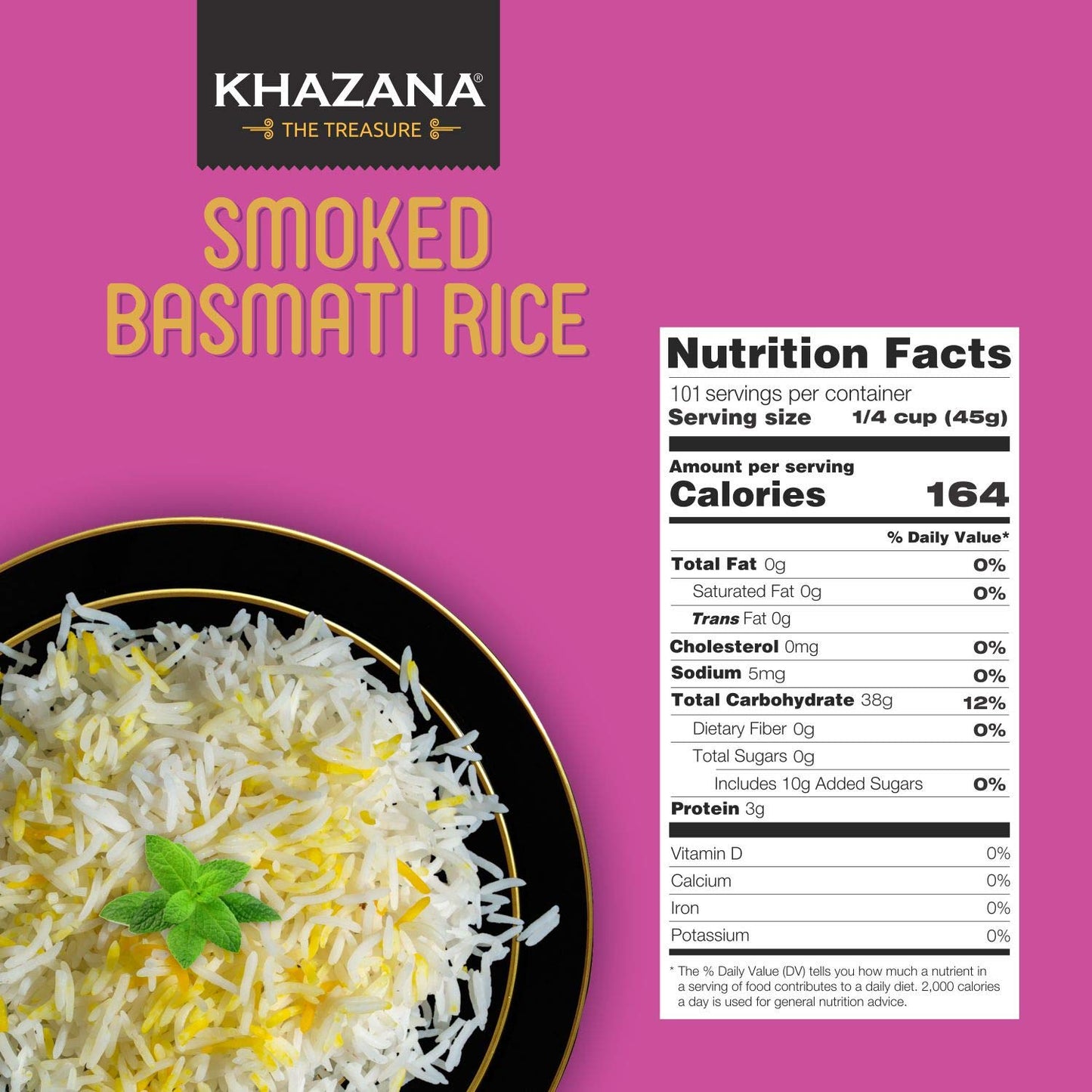 Authentic Smoked Basmati Rice by Khazana in 10 lb Bag - Aromatic and Flavorful Indian Grain - Non-GMO, Gluten Free, Kosher, Cholesterol Free