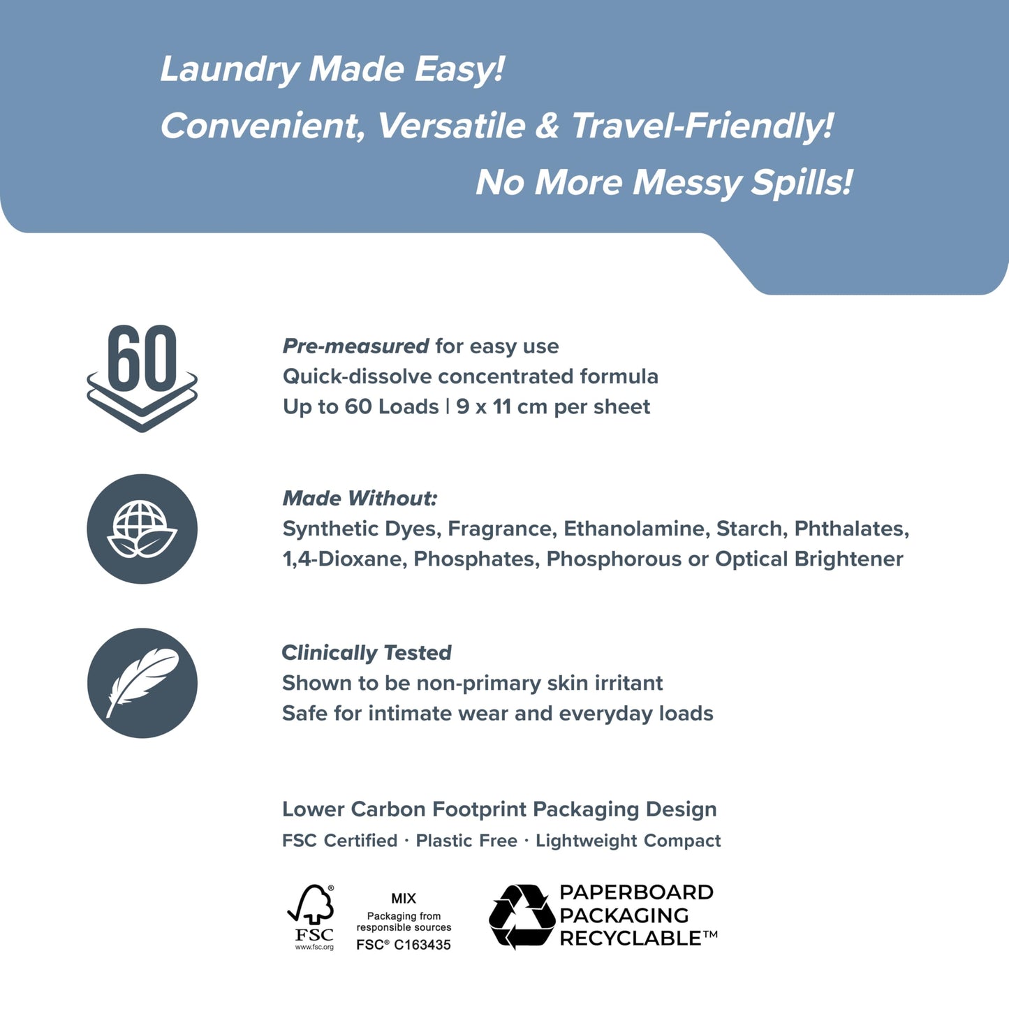 Goat Union CycleSheets Fragrance-Free Laundry Detergent Sheets | Dermatologist & Pediatrician Tested | Bio-Based Enzymes | Hypoallergenic, Gentle on