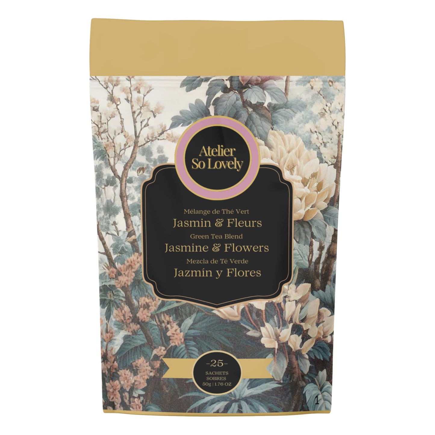 Atelier So Lovely Jasmine Green Tea, Organic, Floral, Low Caffeine, Green Tea with Jasmine Petals
