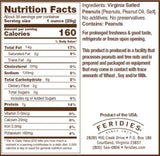 FERIDIES Extra Large Gourmet Virginia Salted Peanuts, Cooked in Pure Peanut Oil, No Preservatives, Non-Gmo, Kosher Certified - 36 Oz Tin