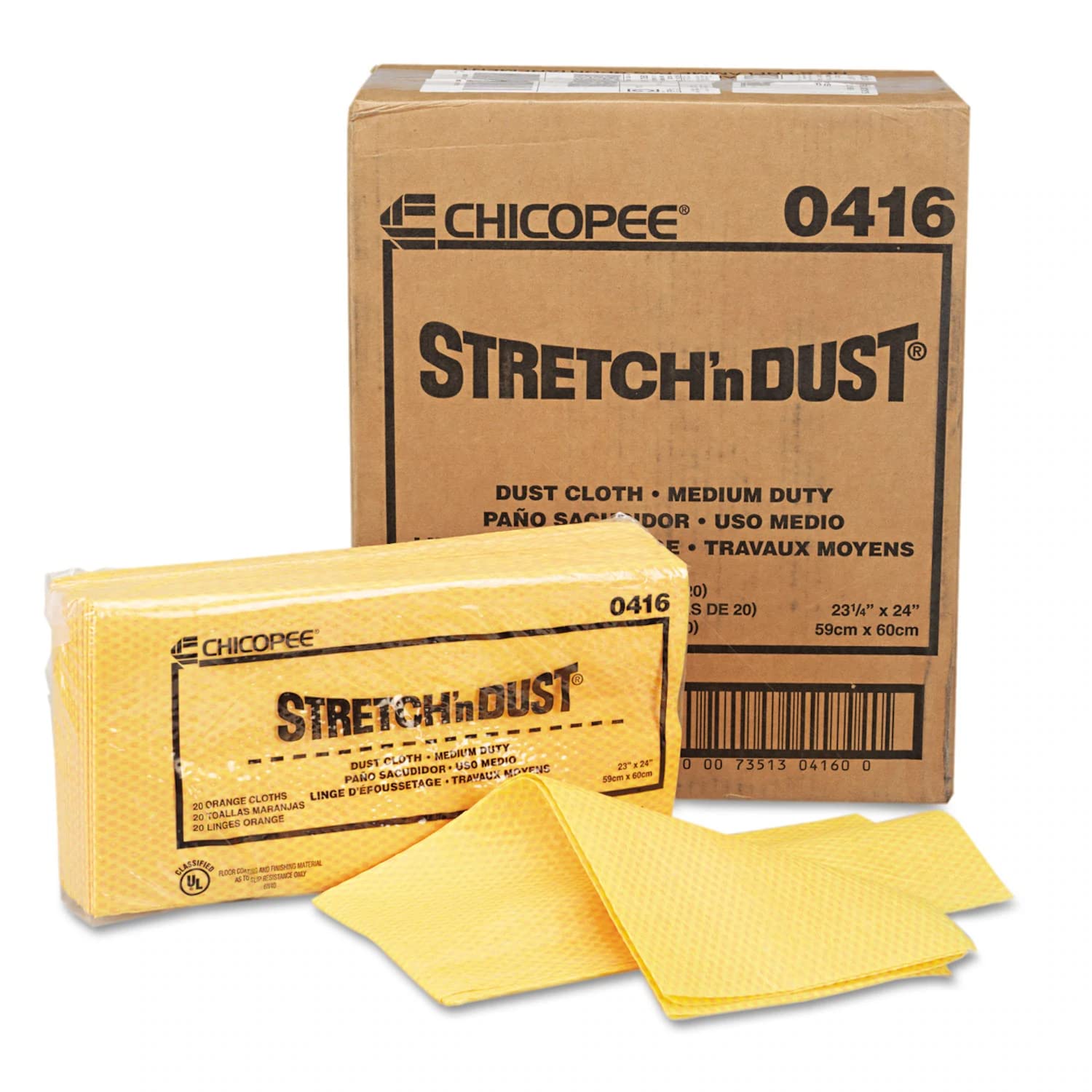 Chicopee 0416 Stretch 'n Dust, Medium Duty 24" x 24" Unfolded Dust Clothes for Furniture, Printers, Electronics, No Spray Needed (Pack of 20)