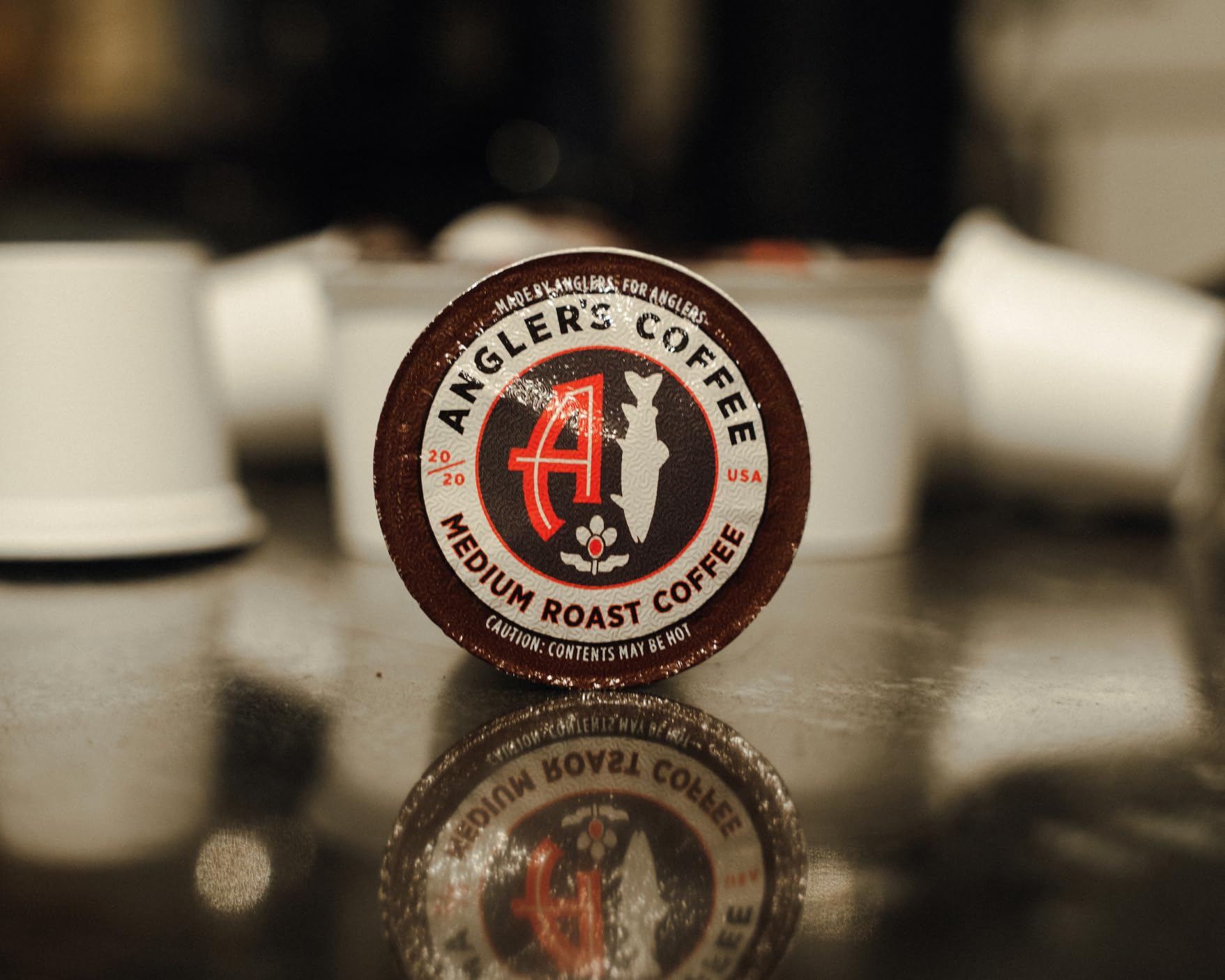 Angler's Coffee, Single Serve Artisan Blend Medium Roast, 12 Coffee Pods, Compatible with K Cup Brewers