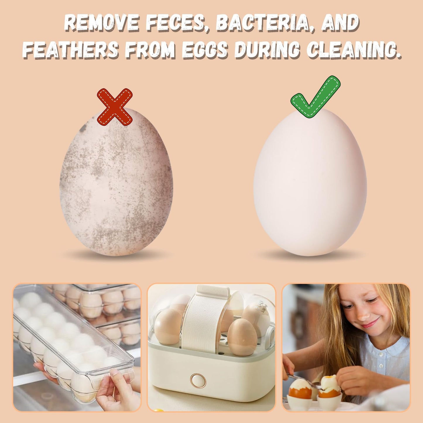 COJIWAL Silicone Egg Brush Cleaner? Egg Cleaner for Fresh Eggs?Egg Brush for Cleaning Fresh Eggs?Cute Chicken Shape?2pcs Egg Washer for Fresh Eggs