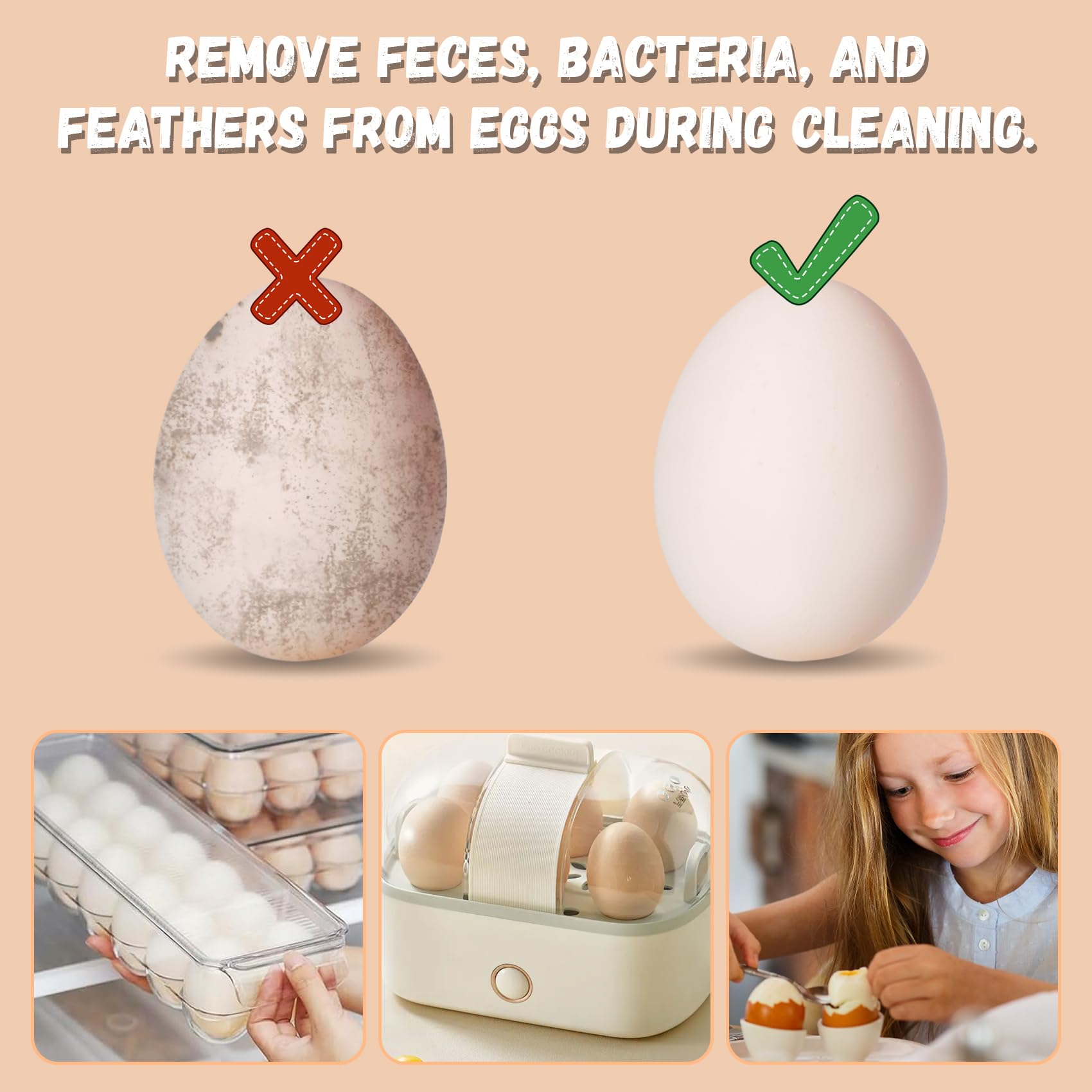 COJIWAL Silicone Egg Brush Cleaner? Egg Cleaner for Fresh Eggs?Egg Brush for Cleaning Fresh Eggs?Cute Chicken Shape?2pcs Egg Washer for Fresh Eggs