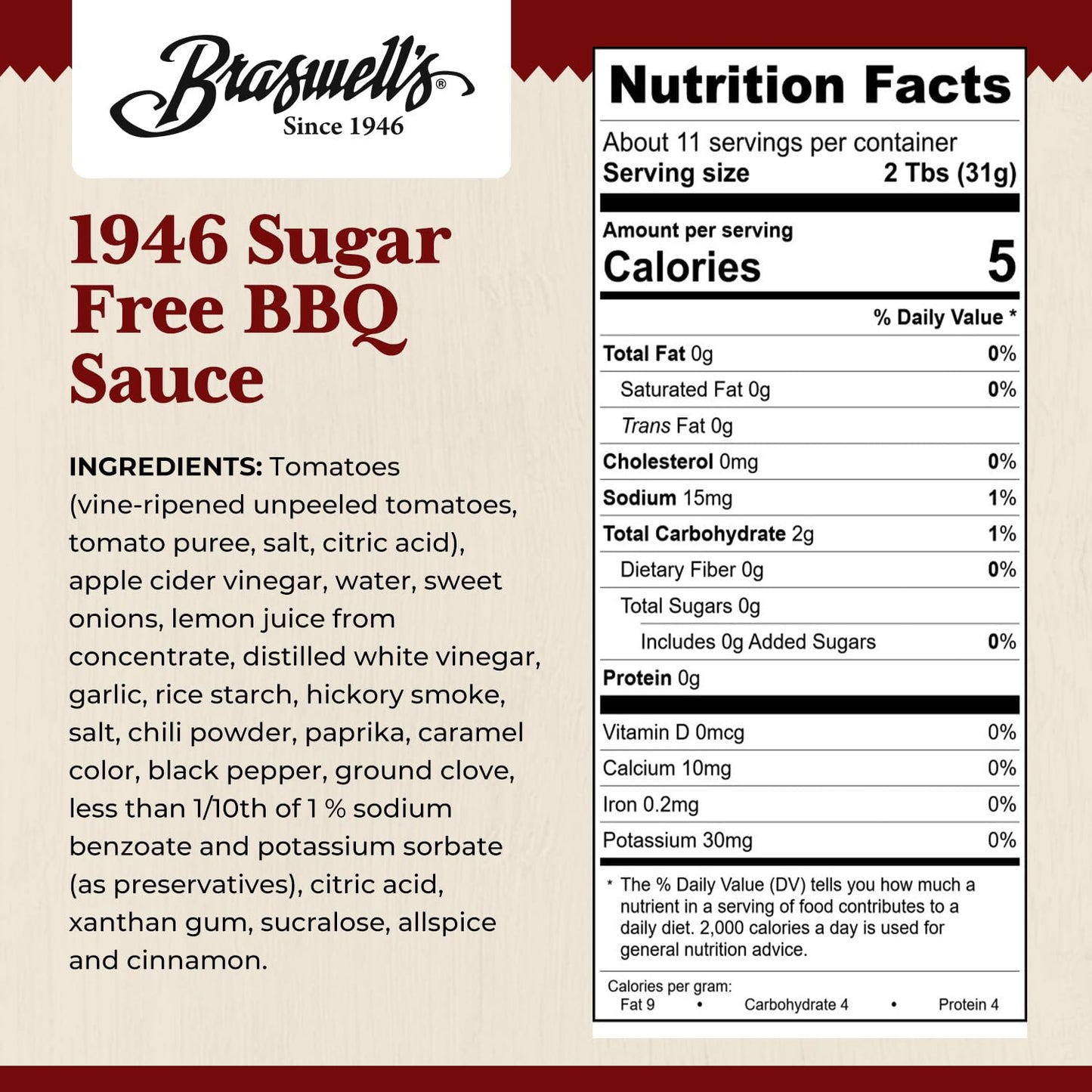 Braswell’s Gourmet BBQ Sauce - Small-Batch, Renowned Specialty, Made in USA, Since 1946 (12.5 Ounce, Sugar Free)