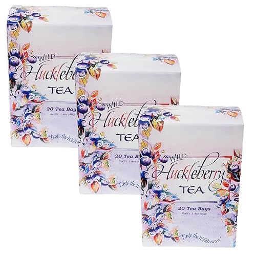 Wild Huckleberry Tea Bags From Montana (3 Pack - 60 Tea Bags). Black Ceylon Tea with Huckleberry Natural Flavors.