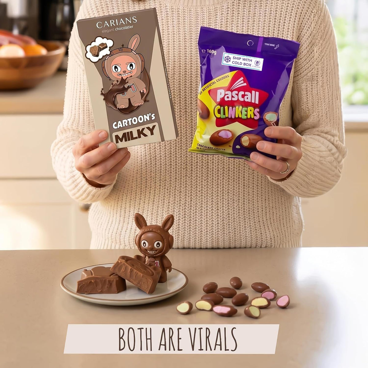 Carian’s Ultimate Chocolate Fun Bundle, Nutella Filled Cartoon Character Milky Bar, Colorful Crunchy Surprise Center Clinkers, Gourmet Sweet Treats
