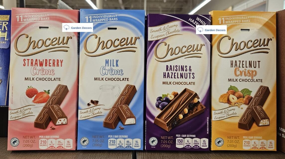 Choceur Milk Chocolate Bars Milk Crème, Milk Hazelnut Crisp, Raisin & Nut, Strawberry Yogurt Smooth Creamy European Chocolate 7.1oz 200g (Four Bars)
