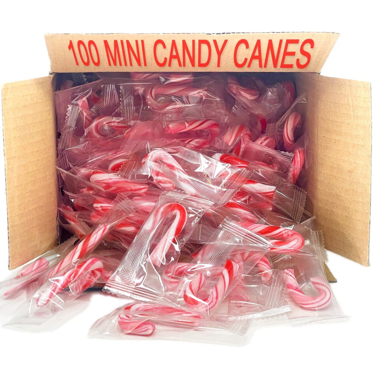 Peppermint Mini Candy Canes (100 Individually Wrapped Candies) Bulk Christmas Candy | Bundled With Free SameDay Shippers FUN Sticker