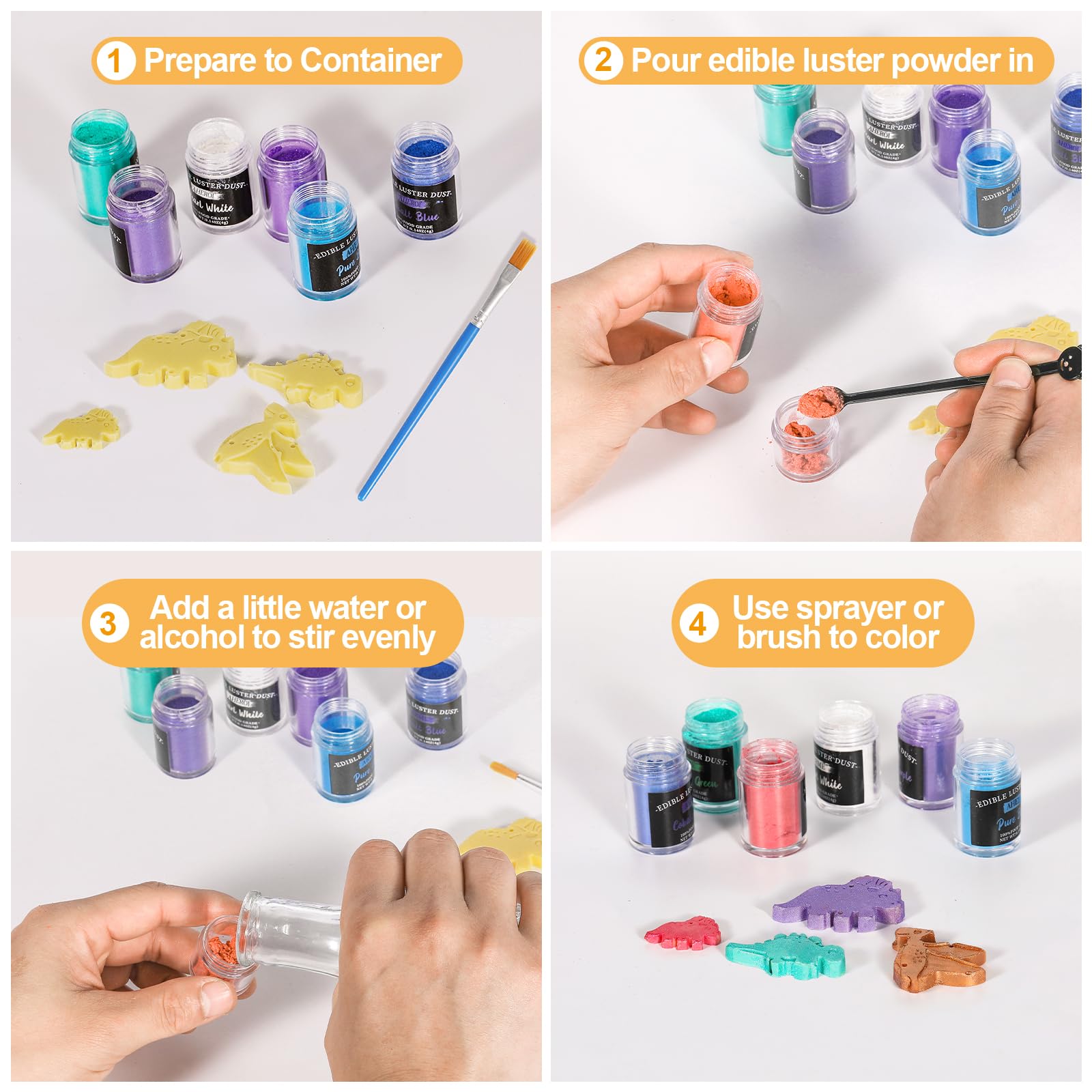 Aheroi Edible glitter Set of 15, Food Grade Edible Powder ocktail Glitter Shimmering Glitter for Drinks, Luster Dust Sprinkles Powder for Fondant Cake