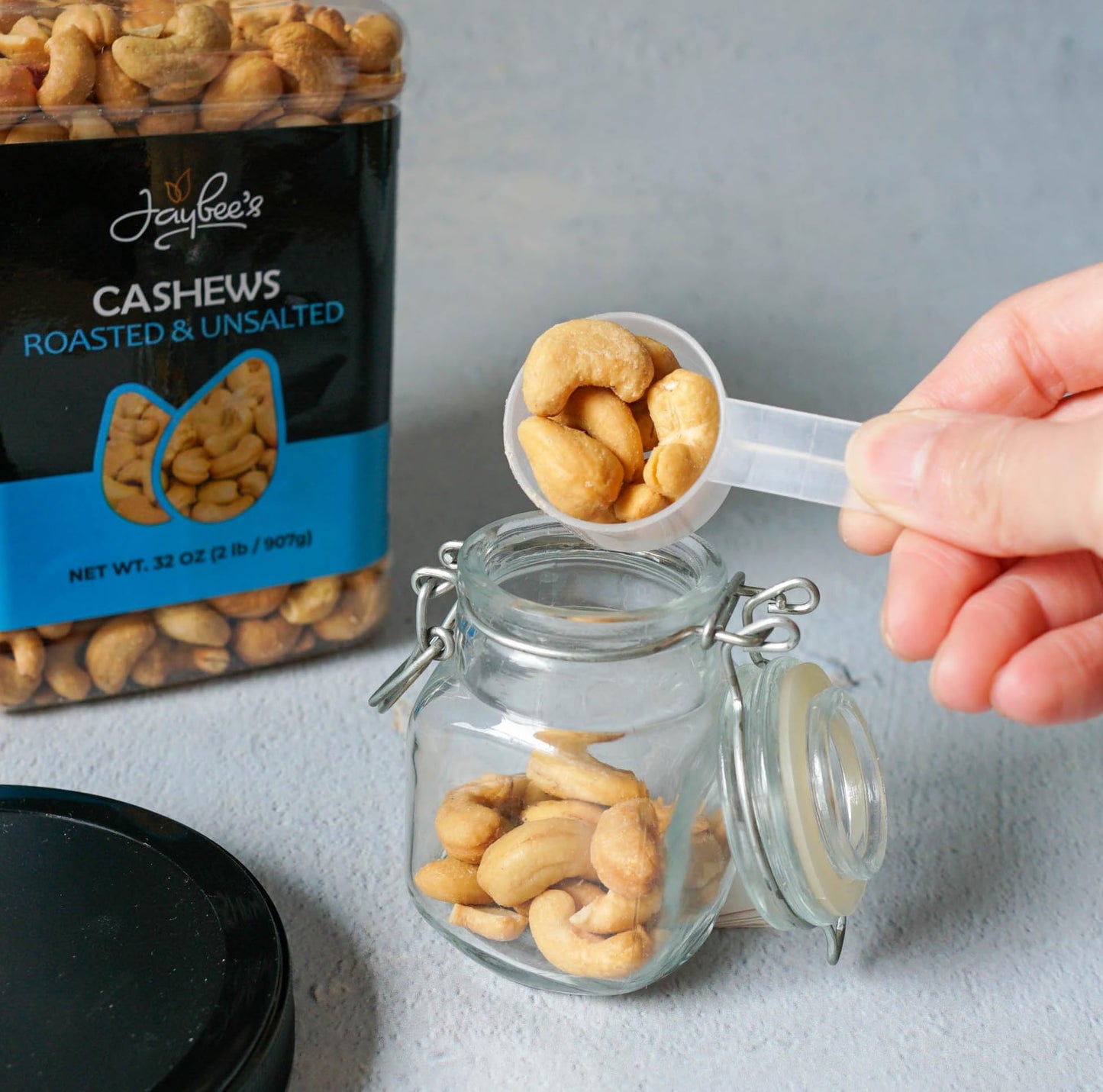 Jaybee’s Roasted Unsalted Whole Cashews - 32 oz (2 lbs) Bulk Snack - Natural Protein Superfood, Vegan, Keto Friendly & Kosher Certified - Great