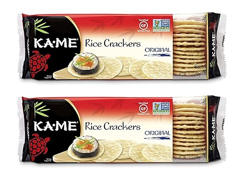 KA-ME Original Rice Crackers 3.5 oz, Authentic Asian Ingredients, Certified Gluten-Free, No Artificial Flavors/Colors, Non GMO - (2 Pack)