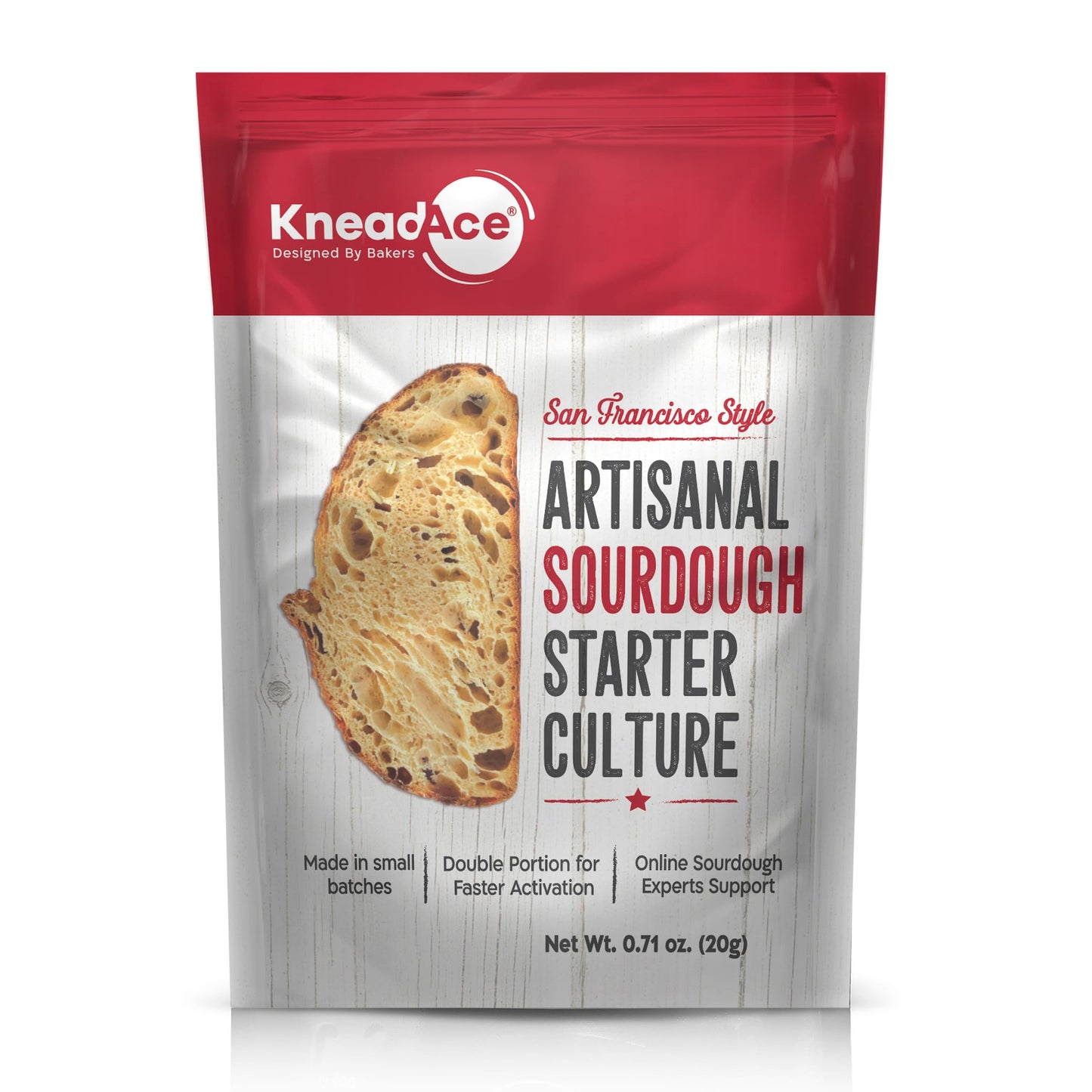 KneadAce Sourdough Starter Culture - Fast-Activating Natural Wild Yeast for Homemade Bread - Dehydrated Sourdough Starter for Baking Artisan Loaves