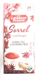 Caribbean Dreams Sorrel & Ginger Tea, 24 Tea Bags, All Natural, Caffeine Free, Herbal Tea, White, (CD S&G)