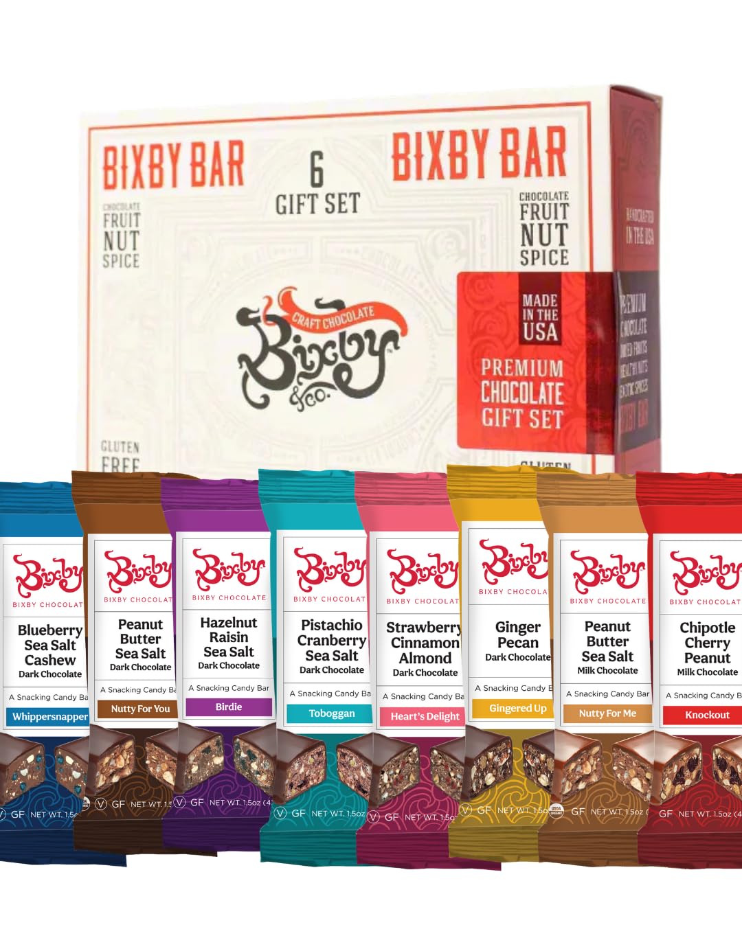 Chocolate Gift Box | Gourmet Chocolate | Gluten Free, Kosher, Organic, NON GMO 1.5oz Bars | Chocolate Sampler | Pack of 6 Milk and Dark Chocolate