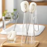 UtySty 3 Pack Sponge Bottle Brush with Long Handle Dish Cleaner Set Non Scratch Sponges Clips Adapter Glassware Cleaning Brush Kit for Drinking