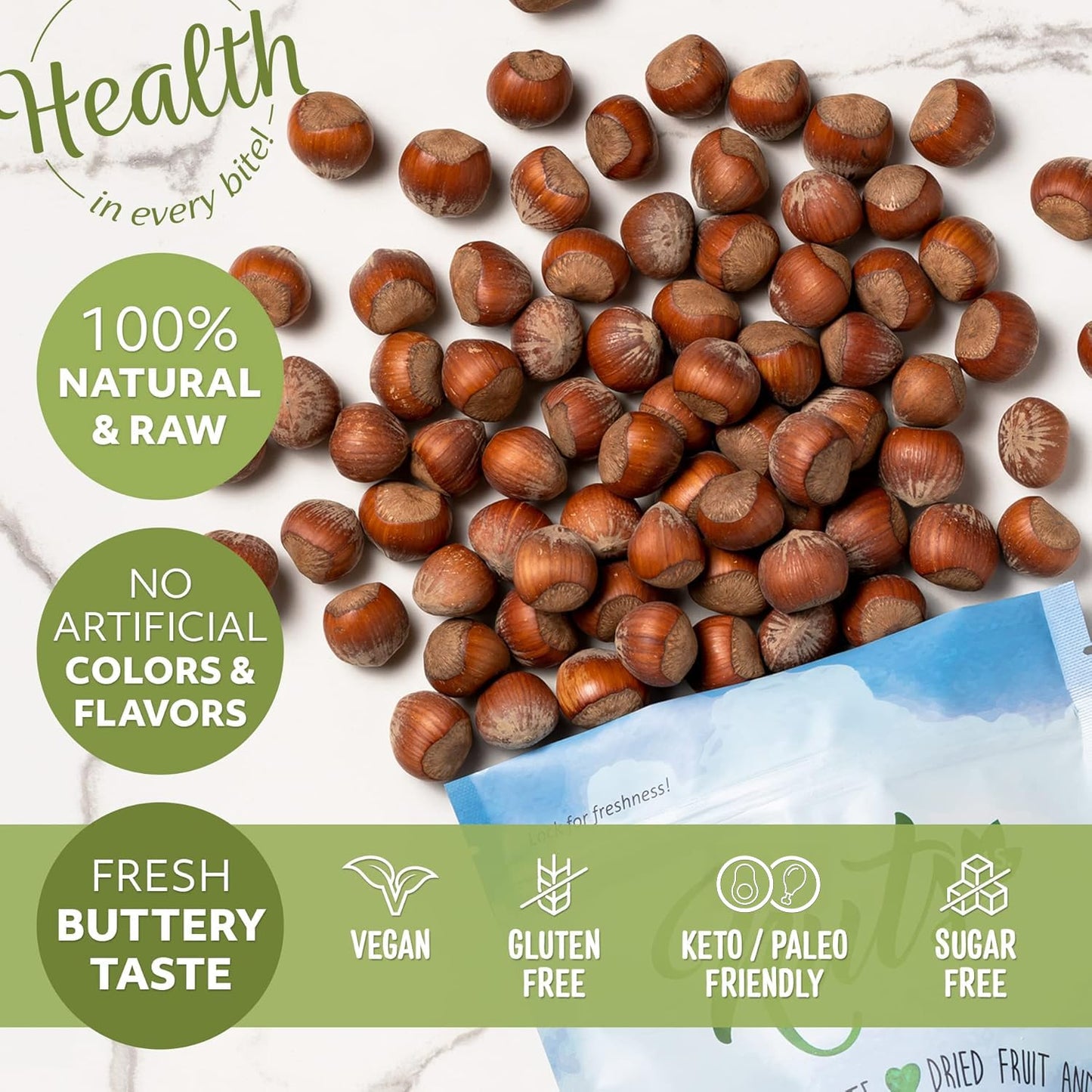 NUTS U.S. - Oregon Hazelnuts In shell | Whole, Raw and Unsalted | No Added Flavor and NON-GMO | Fresh Buttery Taste and Easy to Crack | Natural