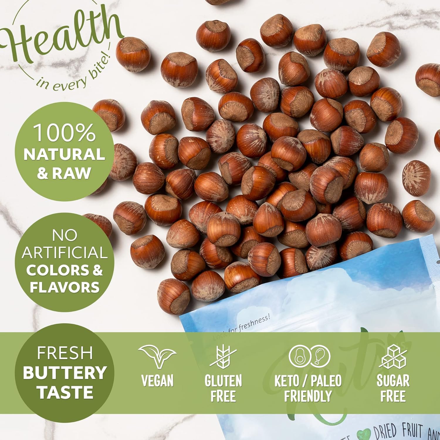 NUTS U.S. - Oregon Hazelnuts In shell | Whole, Raw and Unsalted | No Added Flavor and NON-GMO | Fresh Buttery Taste and Easy to Crack | Natural